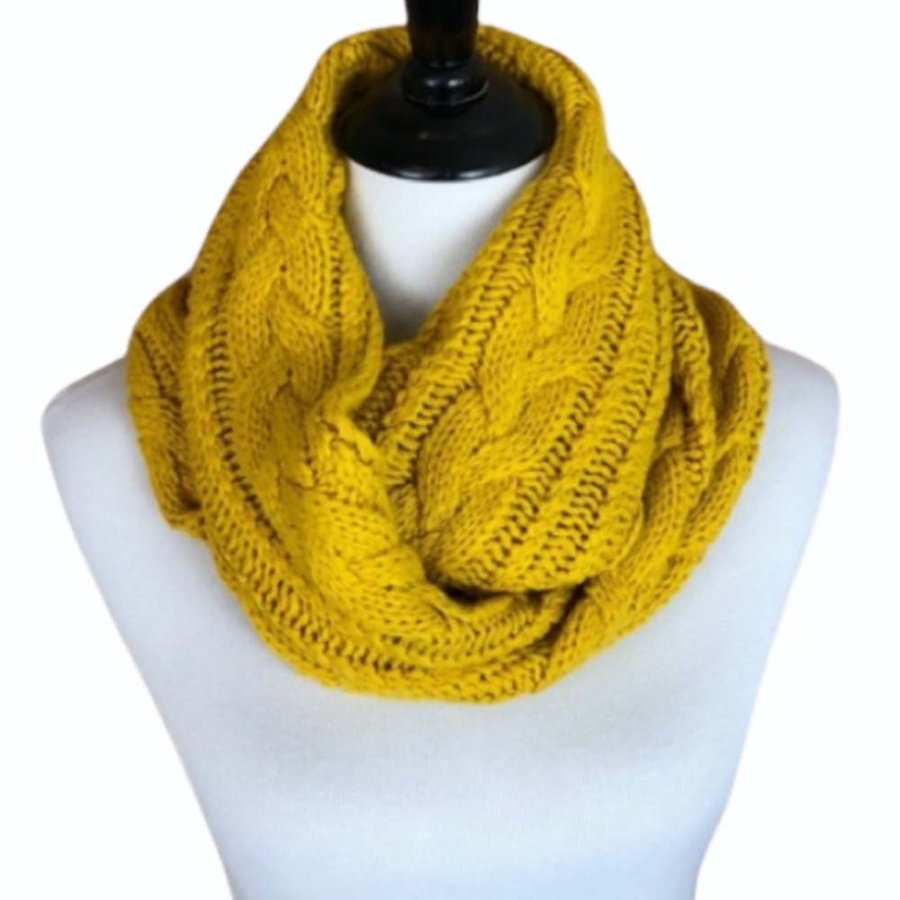 Aeropostale Mustard Crochet Cable Knit Scarf